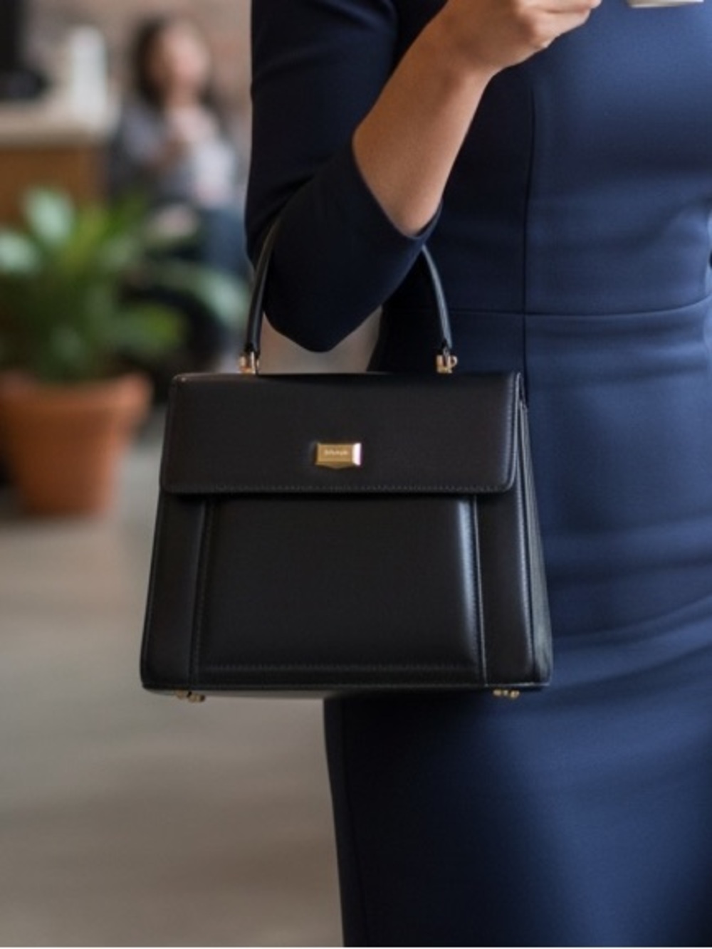 Bally Black Structured Top-Handle Leather Satchel